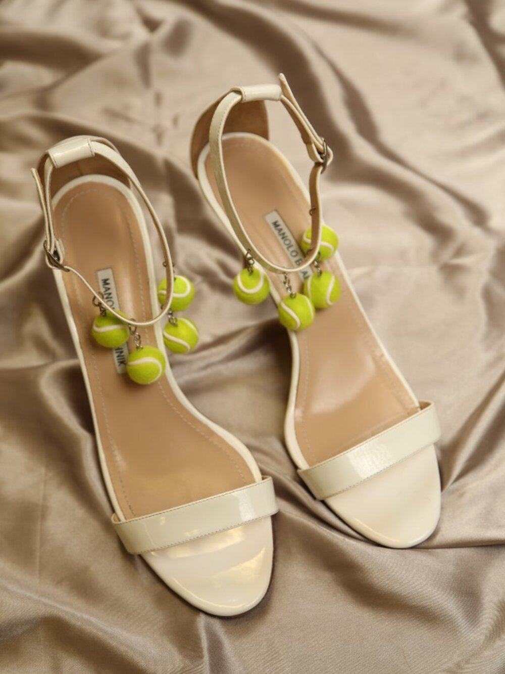 Manolo Blahnik (Tennis) White Patent Leather Sandals - Picture 15 of 16